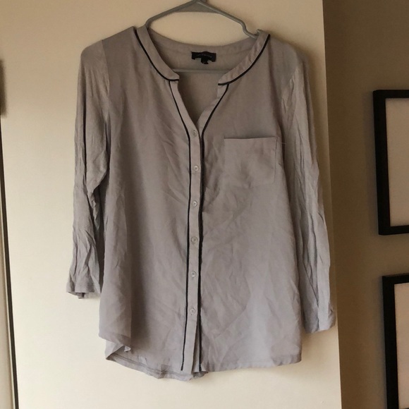 Limited Gray Button Down Blouse - Picture 1 of 2